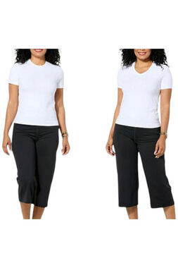 Joy Collection Women's Two Performance Tees w/ Headband White - Regular